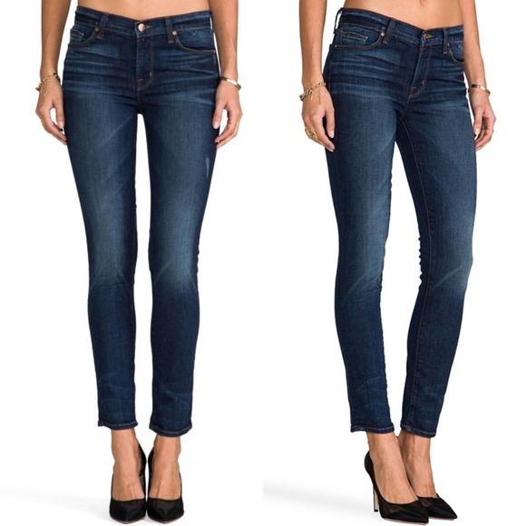 J Brand Denim - J Brand Mid Rise Skinny Cropped Jeans Dark Wash